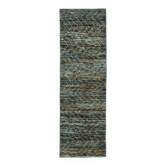 Tapis couloir en laine bleu unique tribal fait à la main de 91 cm x 295 cm