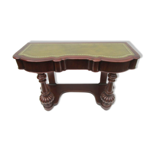 Mahogany and green leather