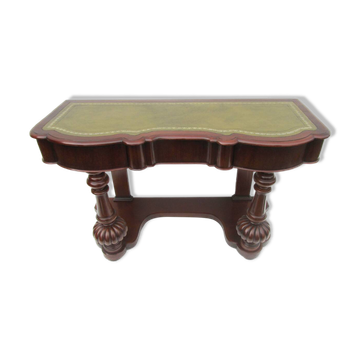 Mahogany and green leather console, 1860-70