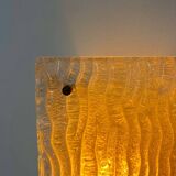 Pair of vintage sconces, molded frosted glass, Murano Italy 1970