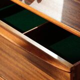 Vintage zebrano and walnut furniture from Morris of Glasgow.