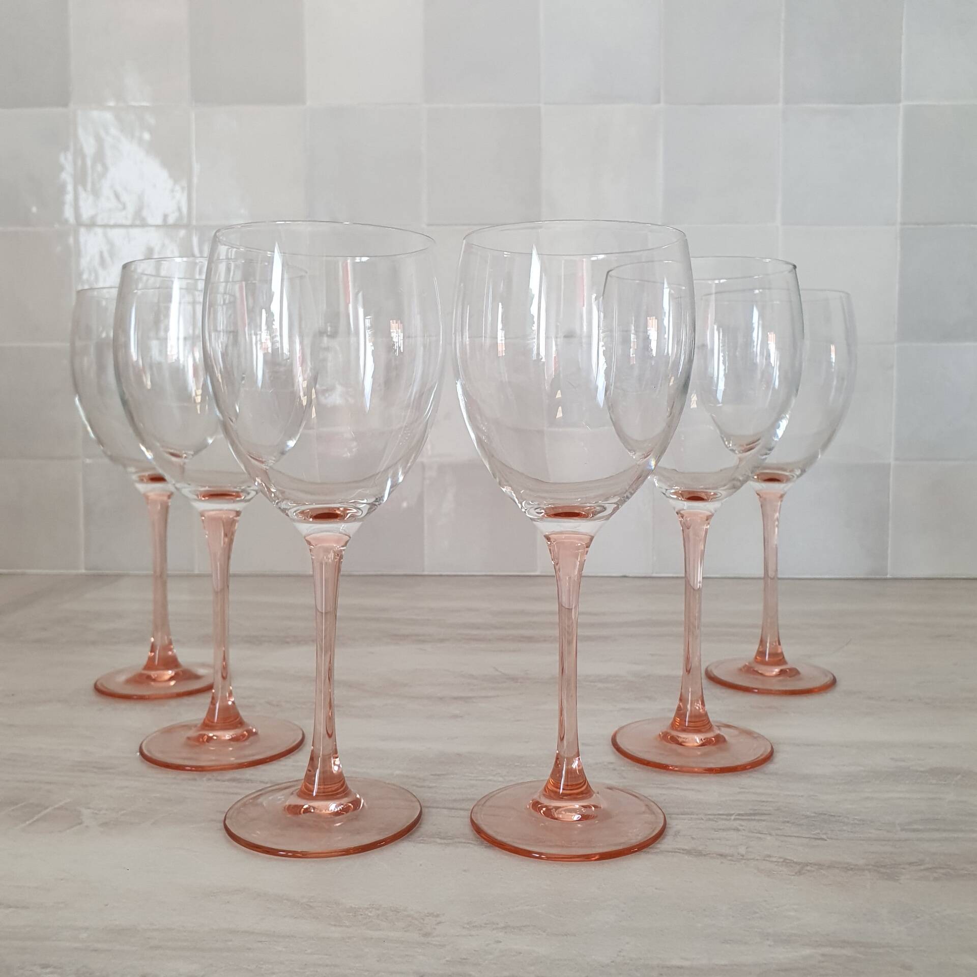 6 Verres à Eau ou Vin / verre à pied Rose par Luminarc