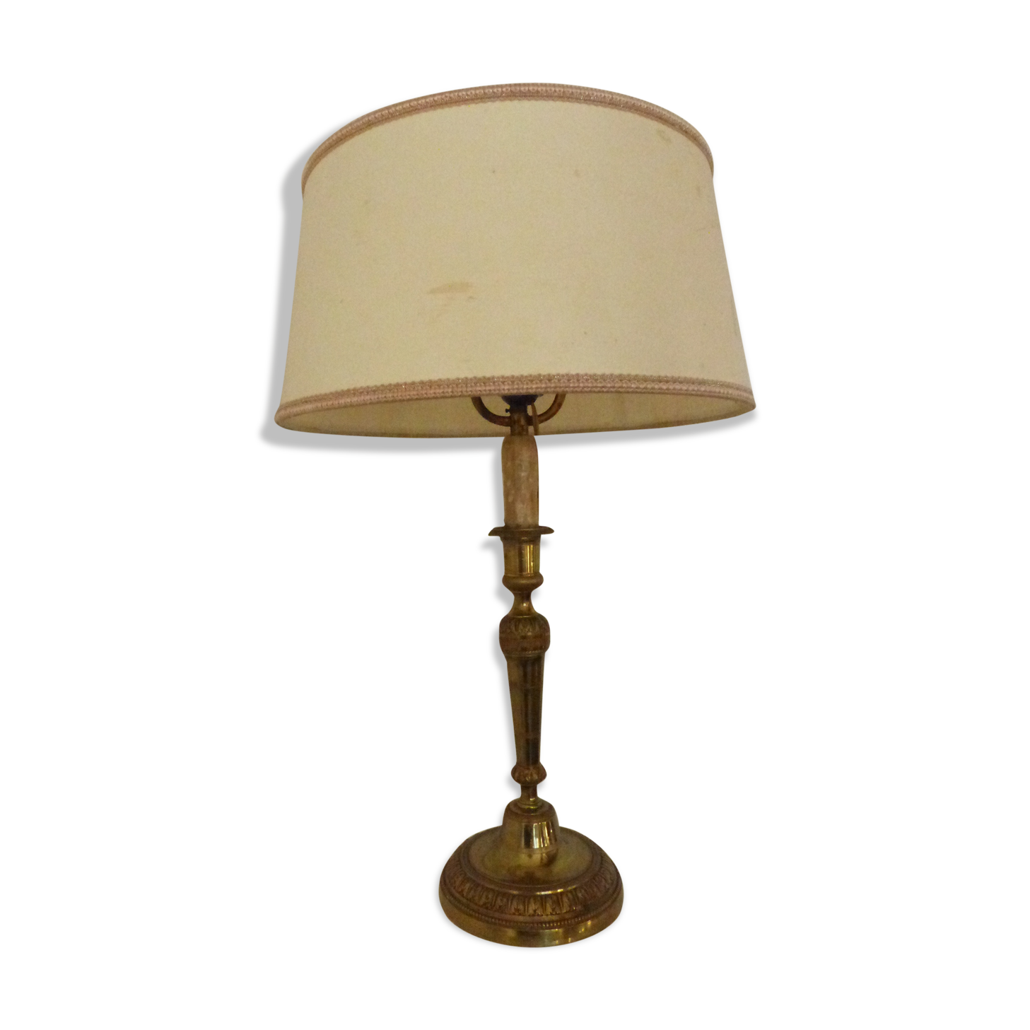 Chiseled bronze brass candlestick bouillotte lamp