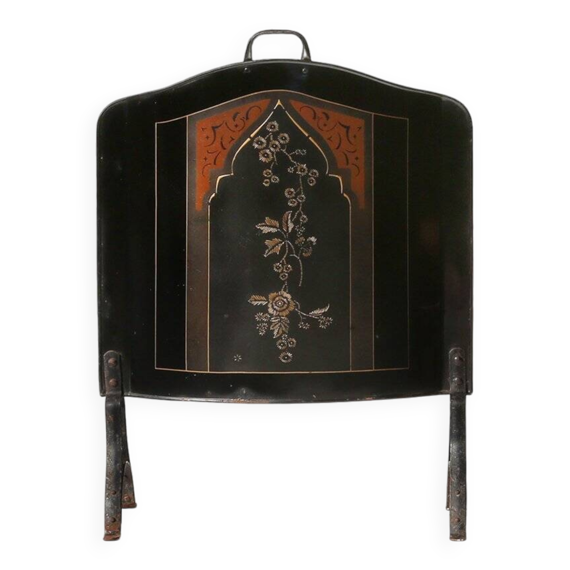 19th Century black Art Nouveau Fire Screen, Belgium