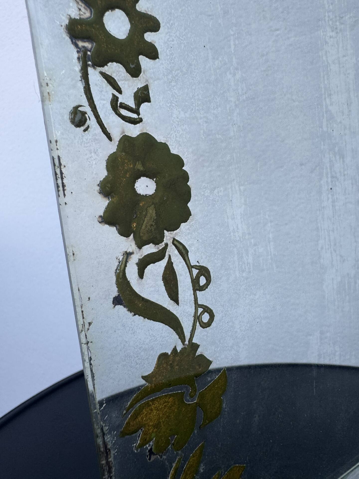 Art Deco engraved tabletop mirror