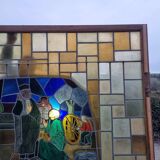 Large signed stained glass window