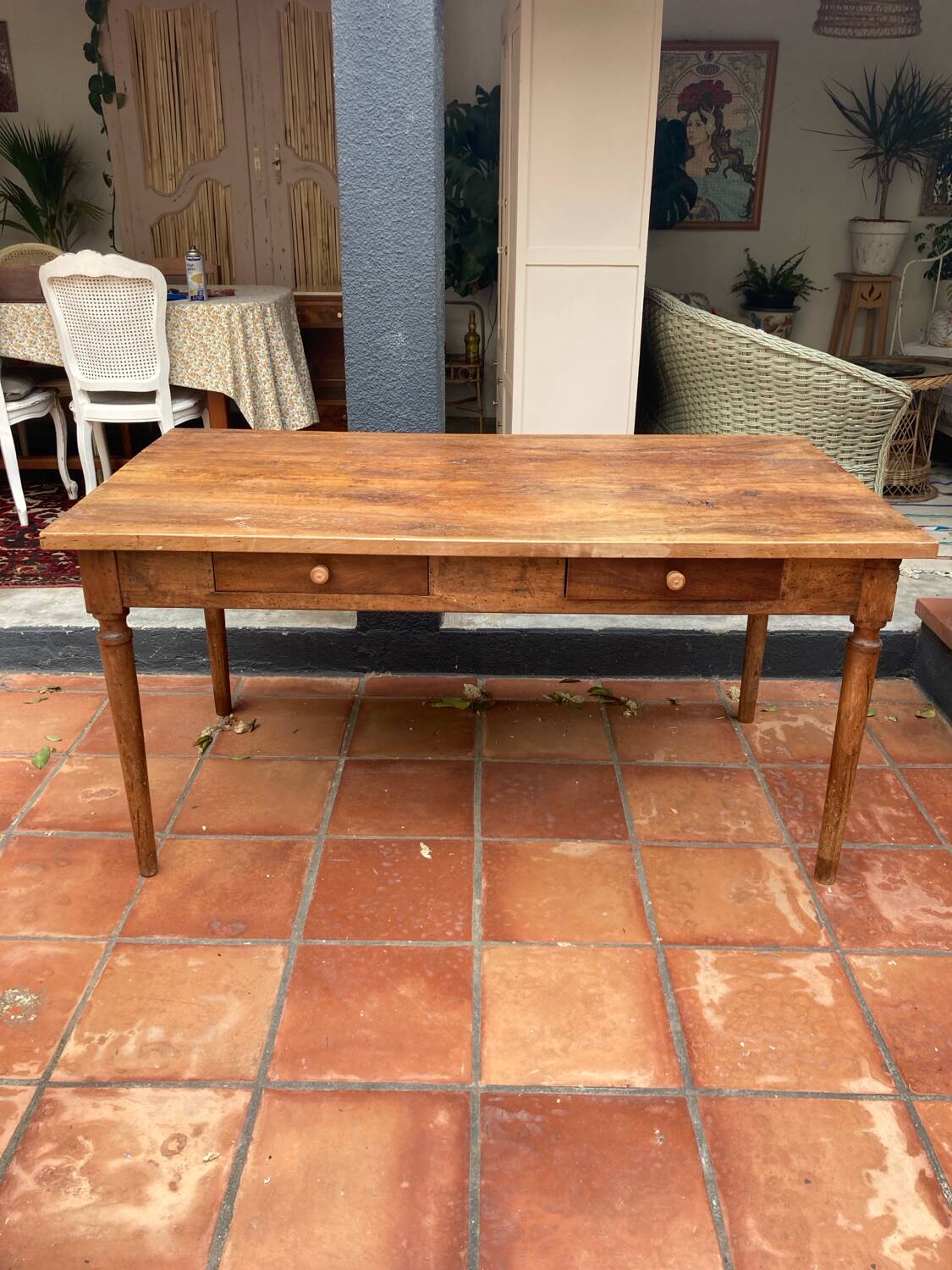 Solid wood farmhouse table