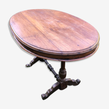 Solid teak oval table