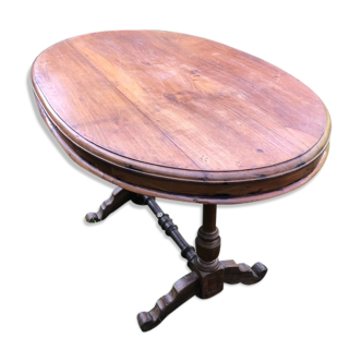 Solid teak oval table