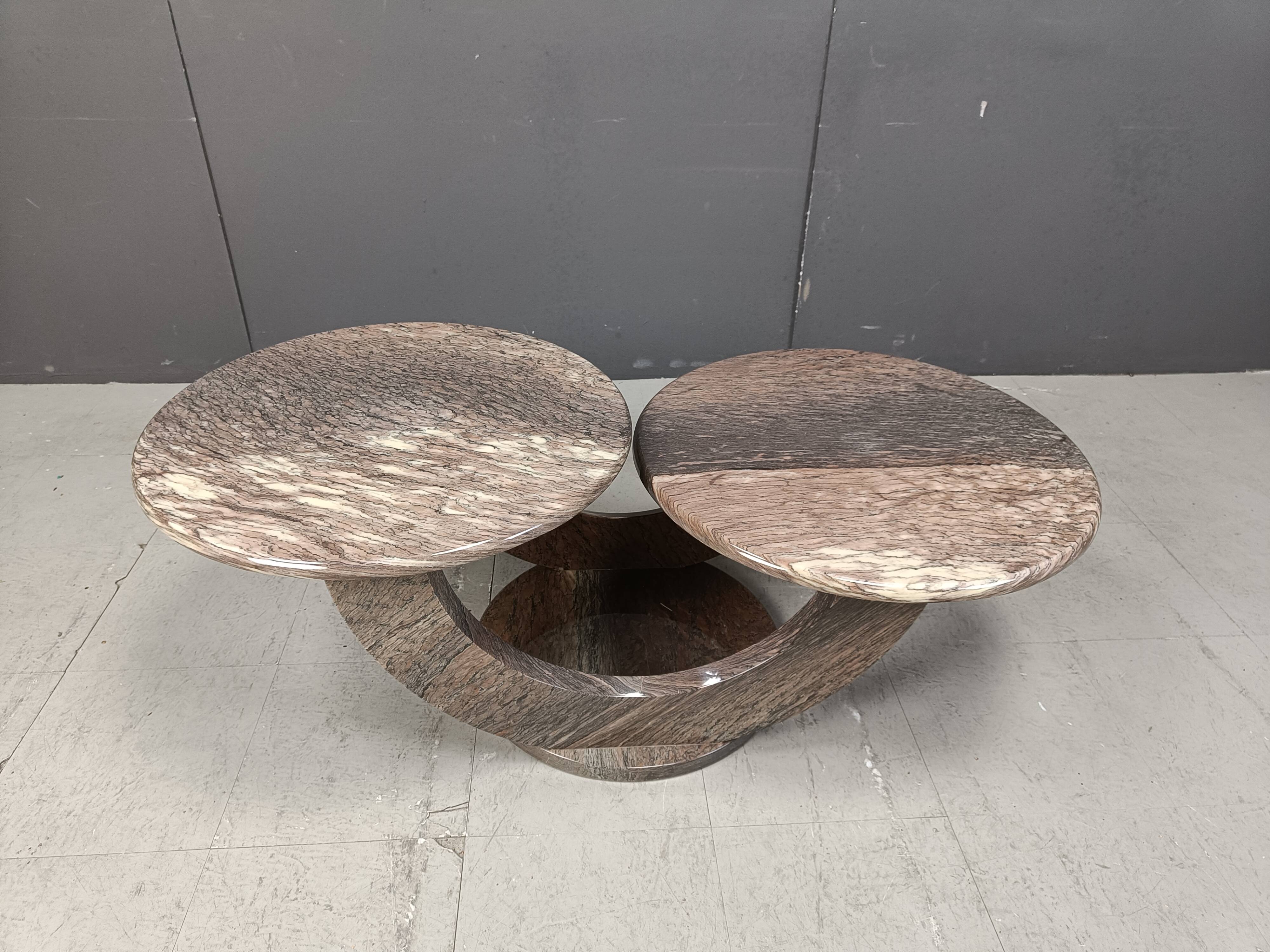 Vintage two tier marble coffee table, 1970s