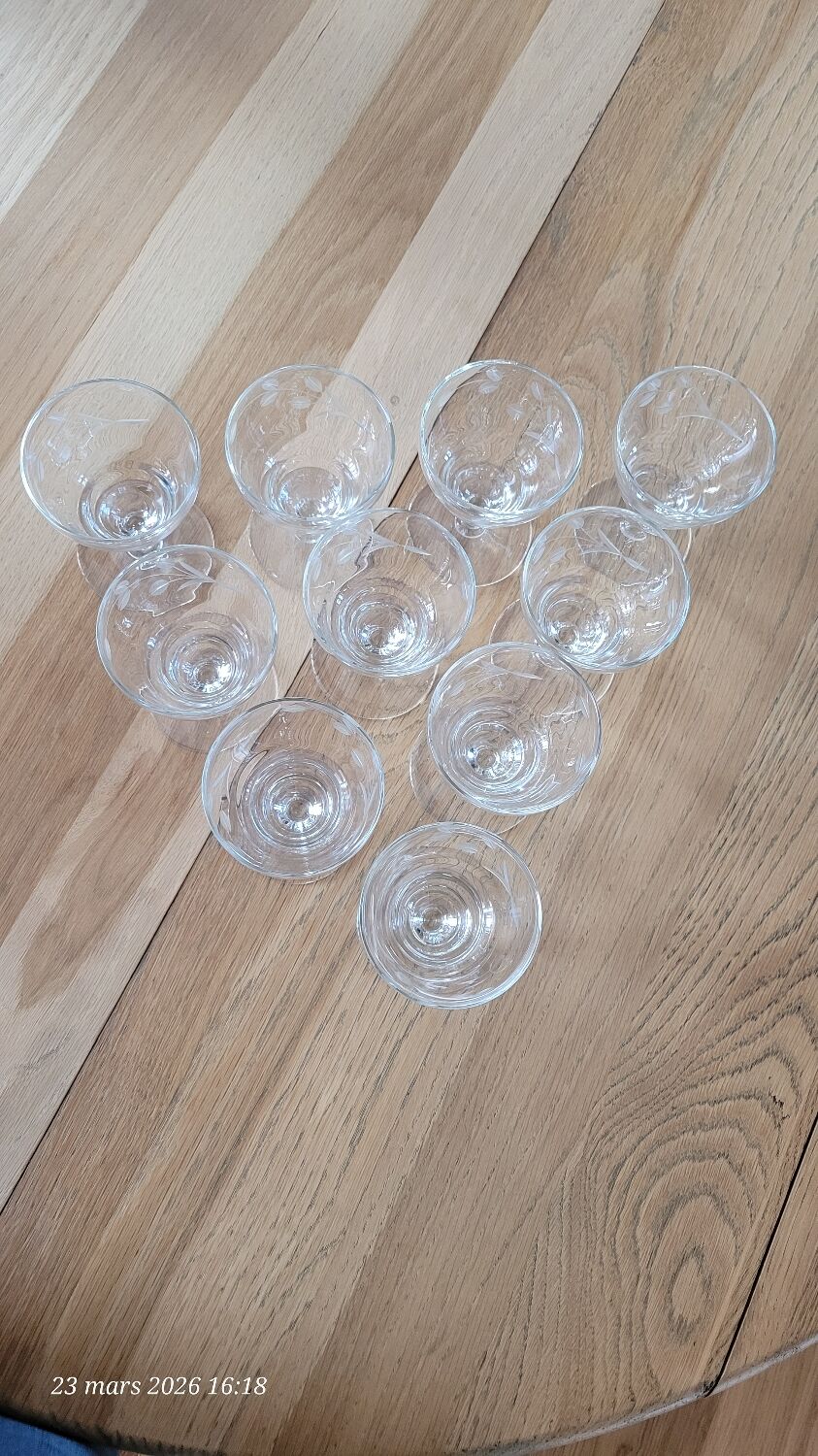 10 vintage cut glass water glasses