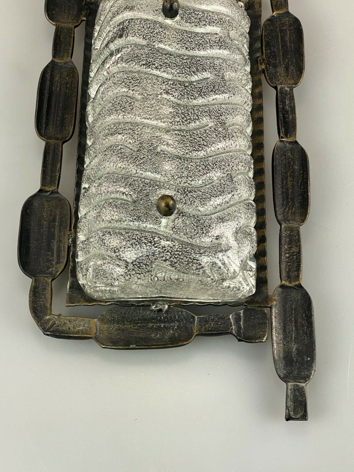 Iron & glass wall light 60s 70s