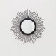 Black metal sunburst wall mirror, round 63x63 cm, vintage 1990s, made in Italy
