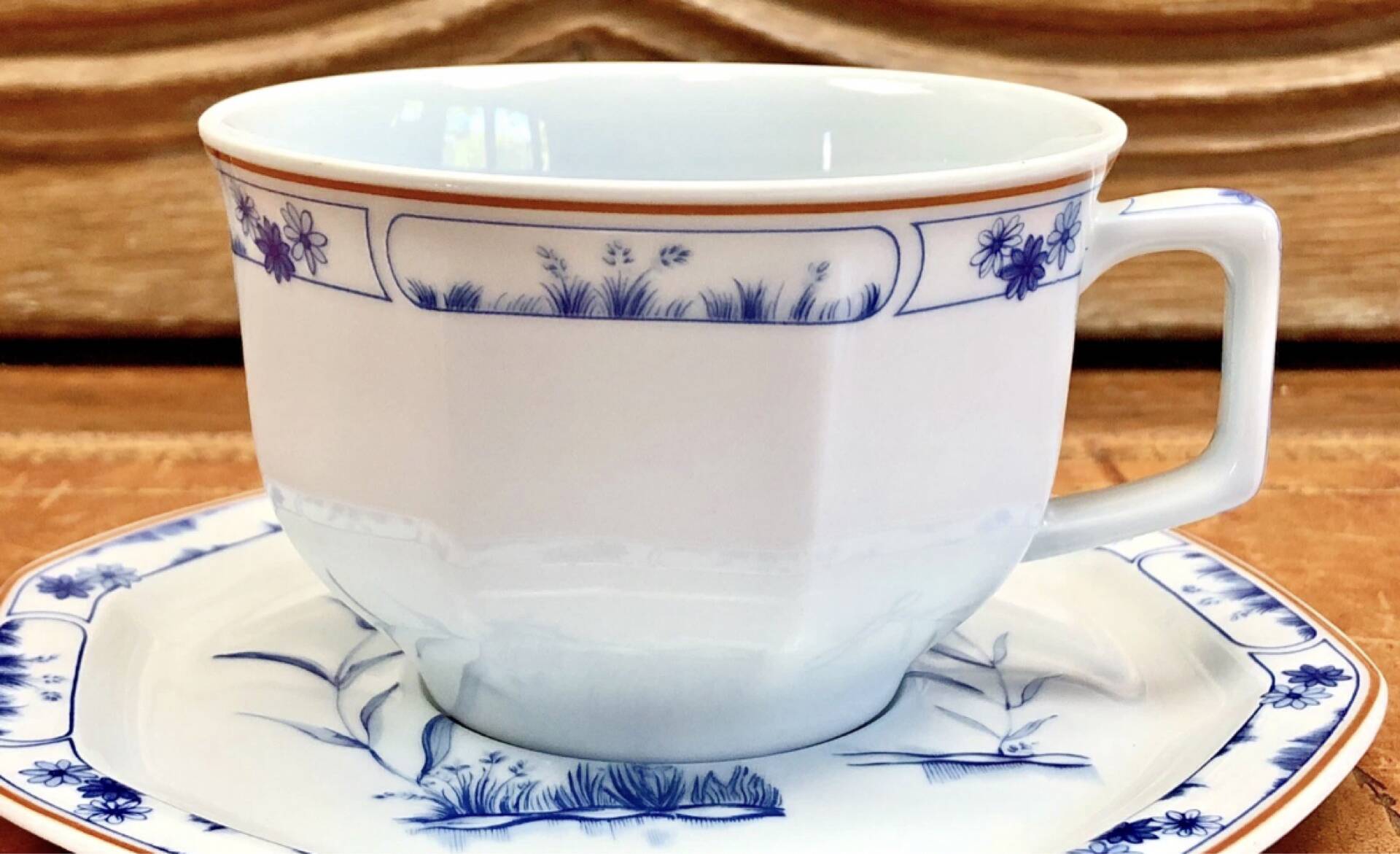 6 octagonal tea cups and saucers porcelain Haviland Limoges