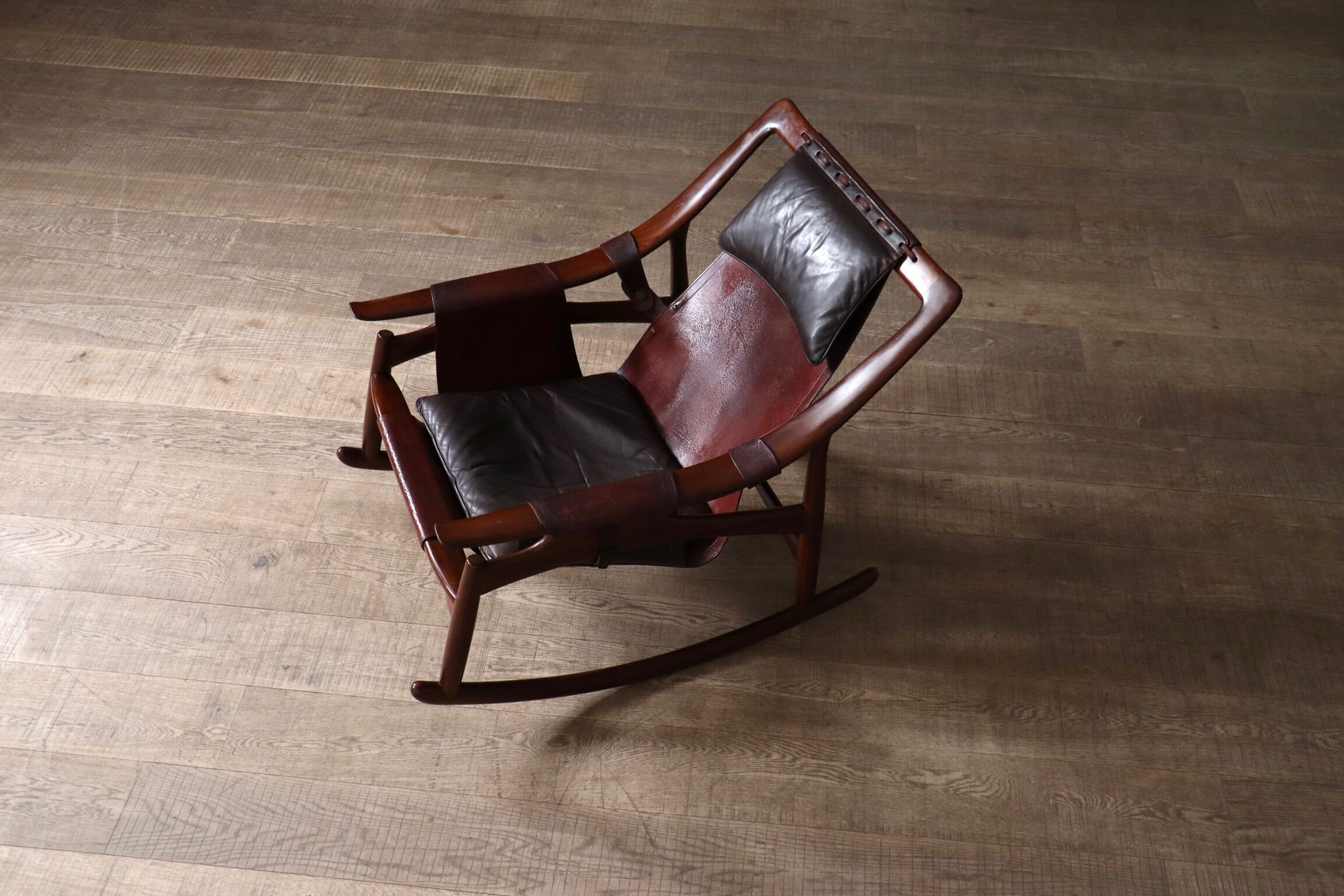 Liceu de Artes e Oficios rocking chair with ottoman, Brazil 1960s