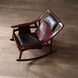 Liceu de Artes e Oficios rocking chair with ottoman, Brazil 1960s