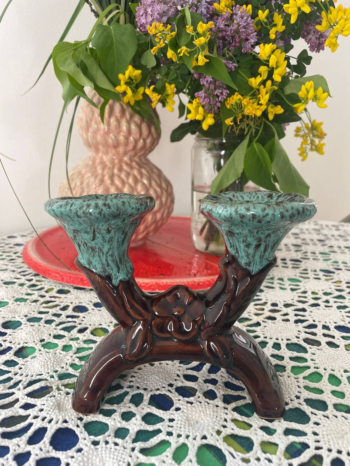 Chandelier double ceramic Vallauris