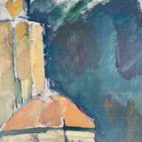 Vintage oil on canvas by S.Ekengren Architectural Landscape at Cadaques