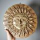 Anthropomorphic sun wall sculpture in patinated terracotta, vintage Italian craftsmanship.