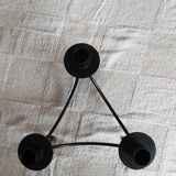 Black candle holder for three wrought iron candles