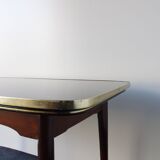 Folding table with black and gold painted glass, 1950