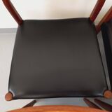 Set of 6 vintage Scandinavian Fristho Franeker chairs in teak and skai from the 60s