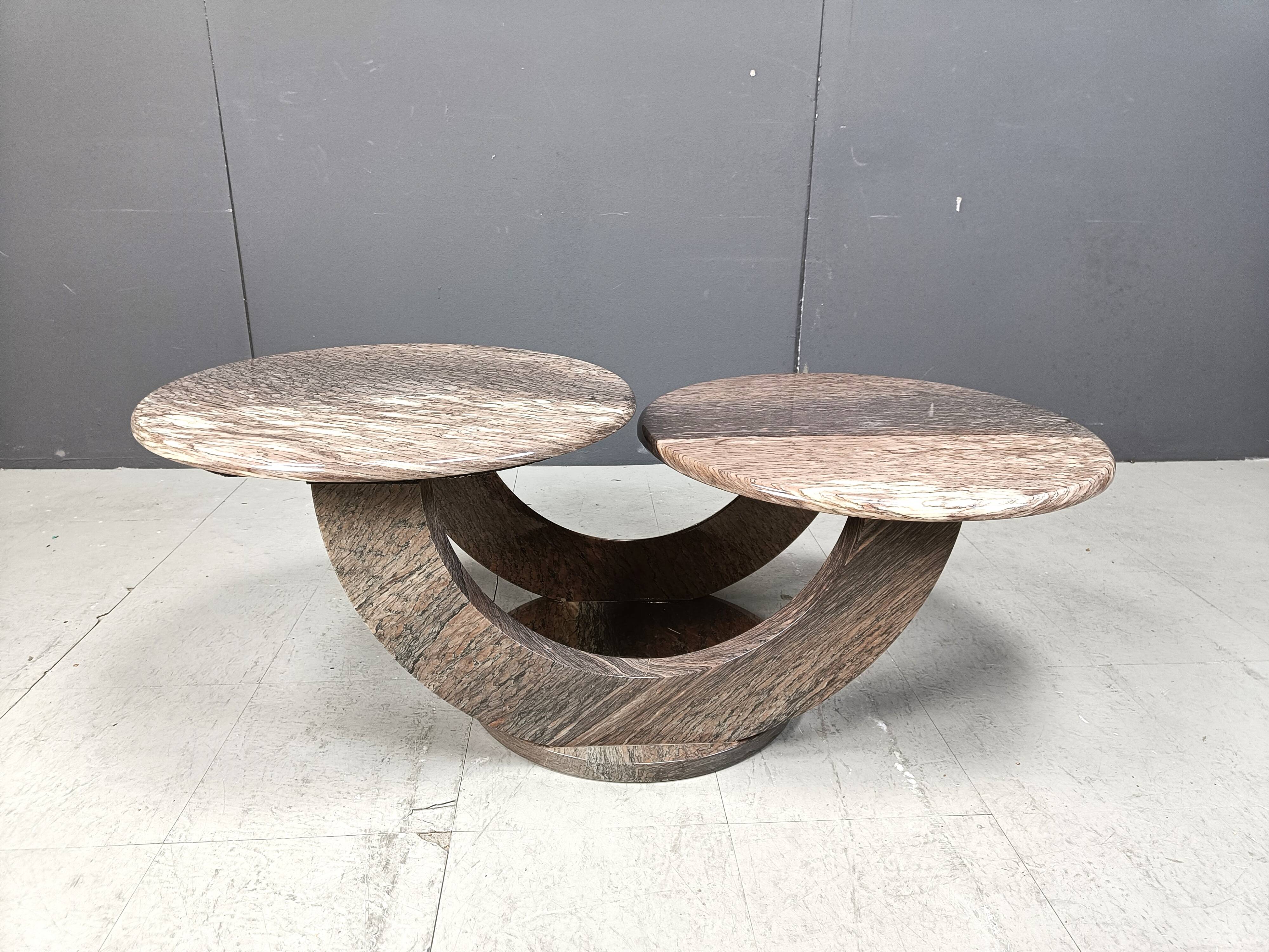 Vintage two tier marble coffee table, 1970s