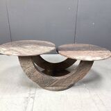 Table basse vintage à deux niveaux en marbre, années 1970