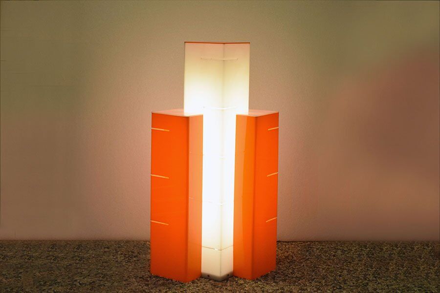 Lampadaire gratte-ciel en verre acrylique, années 1960