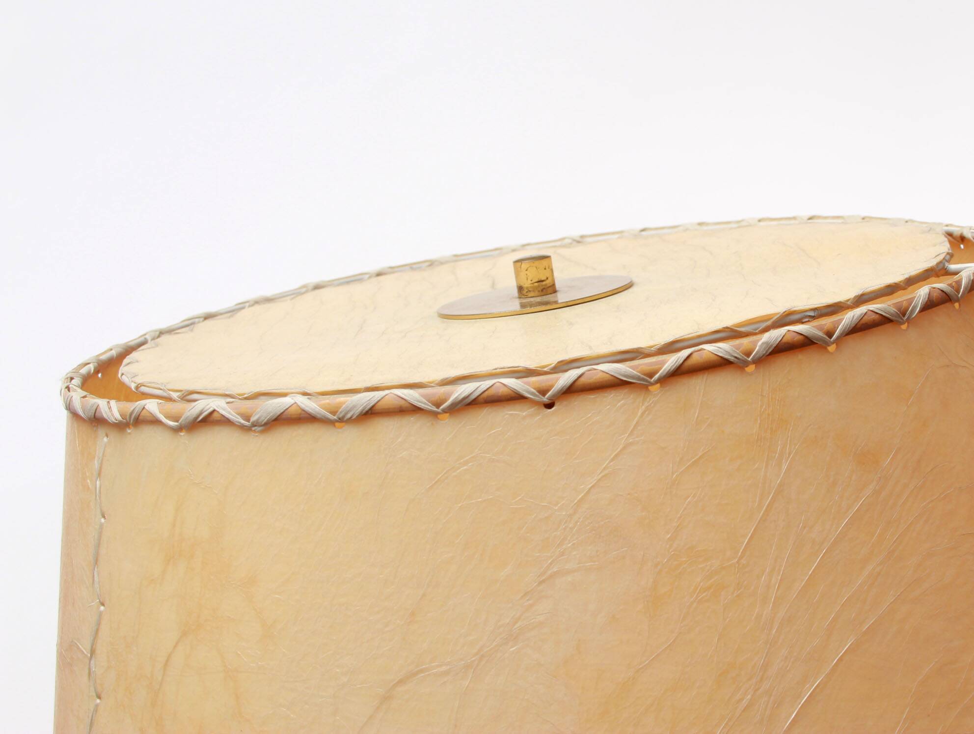 1950s floor lamp in brass and teak/shade with floral motif