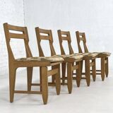 Raphael Oak and Fabric Dining Chairs by Guillerme et Chambr