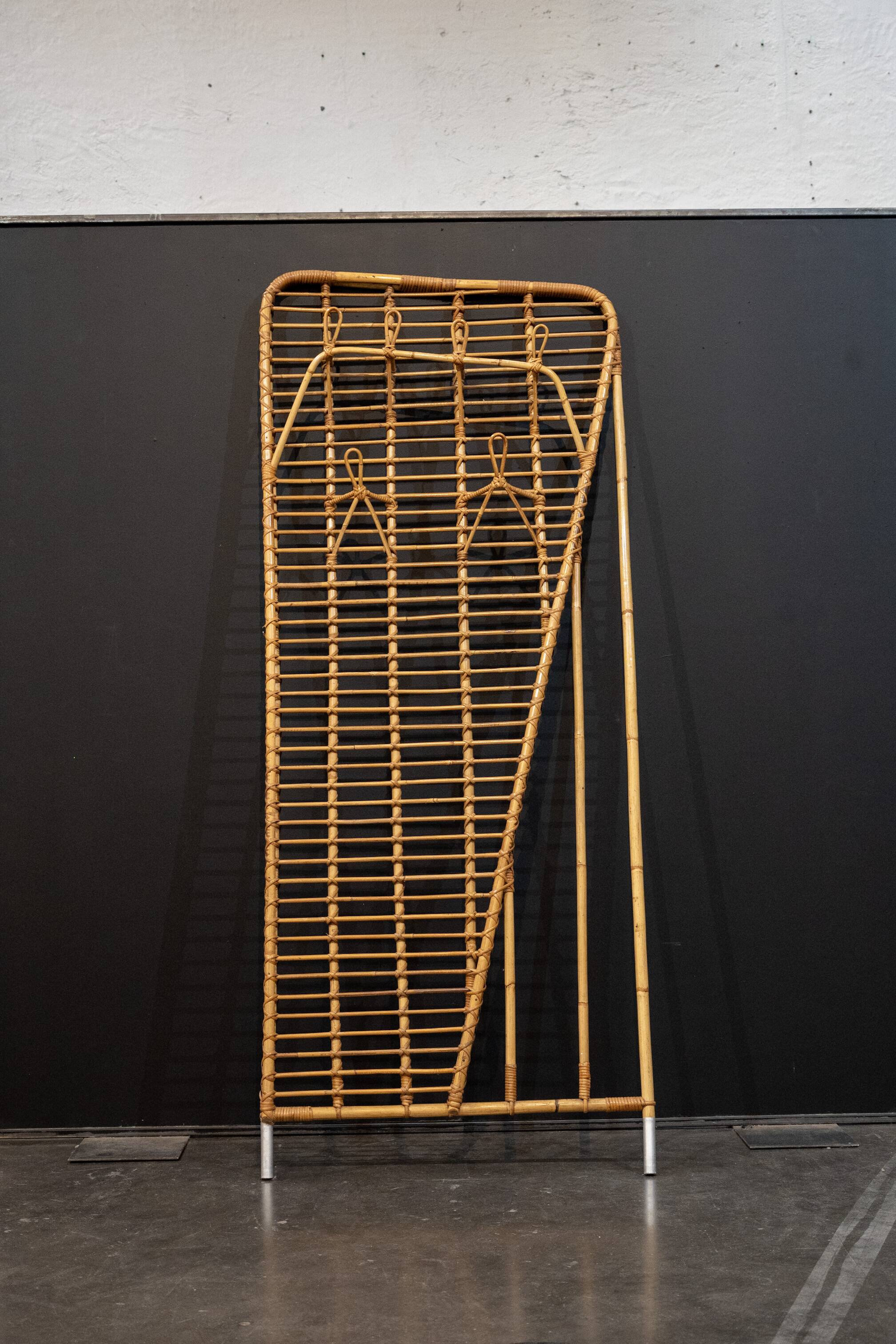 Rattan coat rack