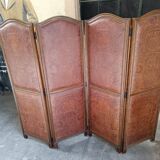 4-leaf wood and leather screen