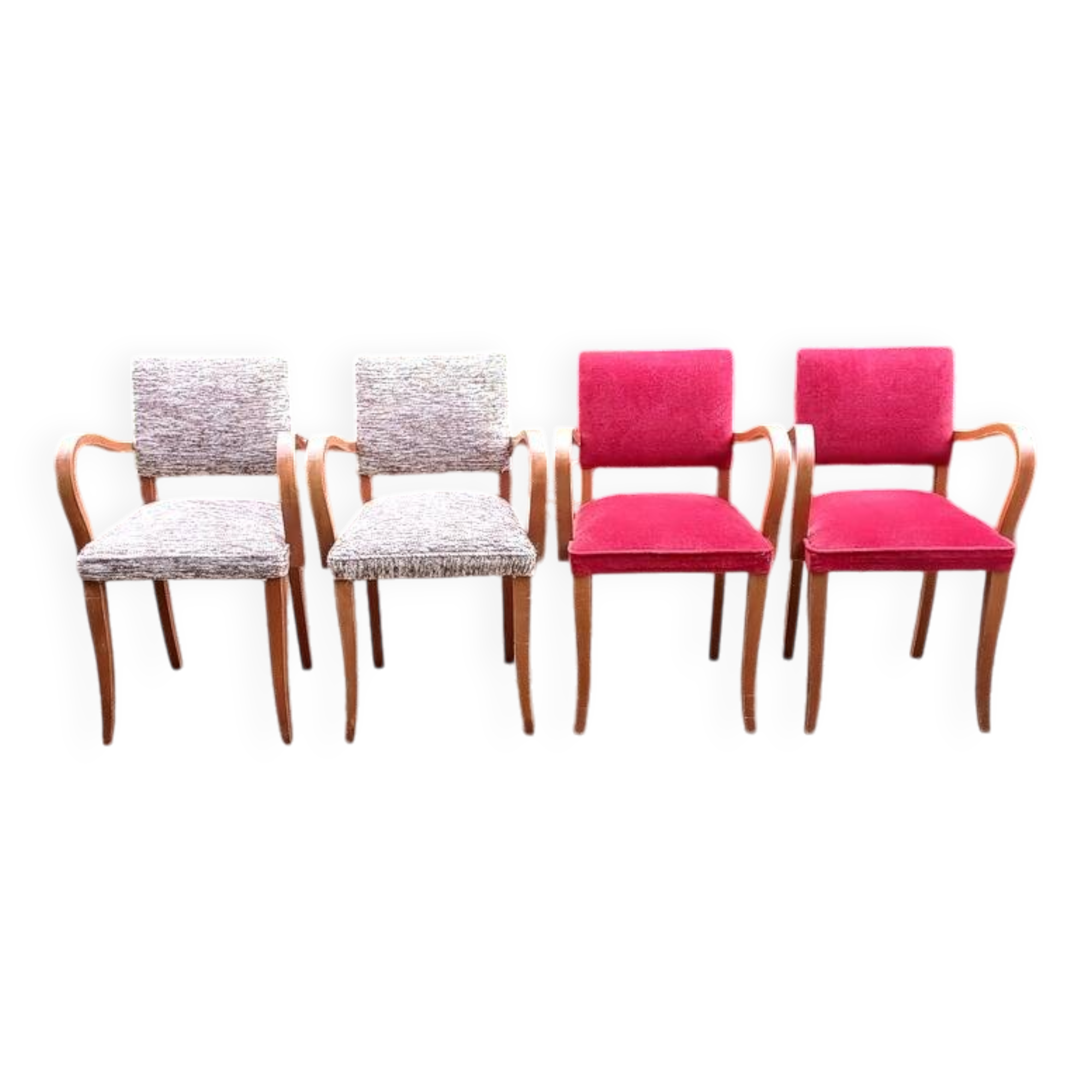 Art Deco bridge chairs in fabric from the 1950s and vintage.