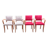 Art Deco bridge chairs in fabric from the 1950s and vintage.