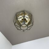 Ceiling Light "Iron Rings" made of Brass and Glass by Glashütte Limburg, Germany, 1970s