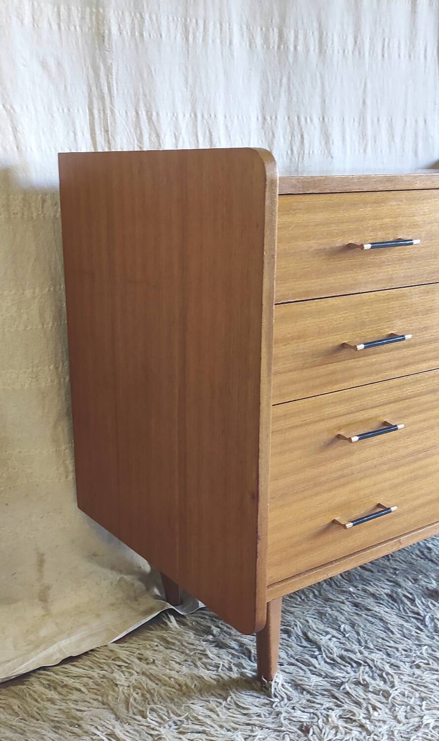 Modernist chest of drawers with 4 drawers in wood - 1950s/60s