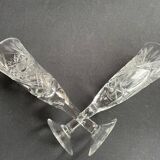 Champagne flutes, cut crystal, bohemian