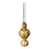 Large gilded brass oil lamp