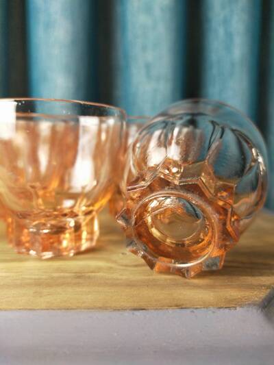 Lot de 27 Verres rosaline Art Déco