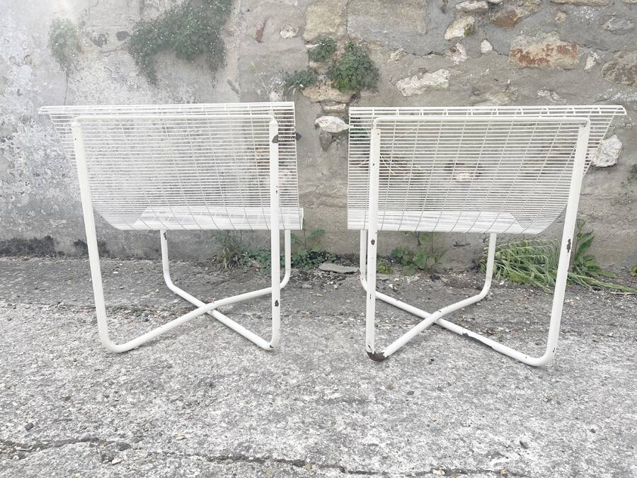 Pair of wire armchairs, 1980s