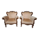 Pair of sculpted walnut armchairs – Louis XV style – 20th century