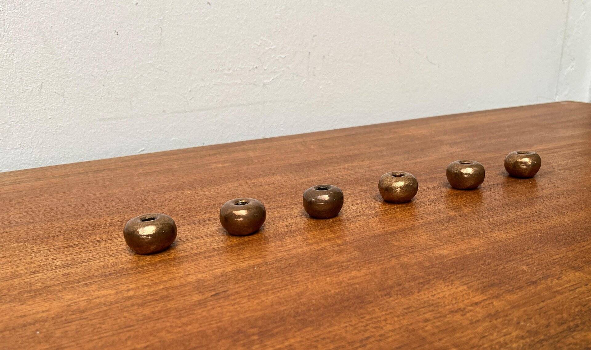 Brutalist Mid-Century Candle Holder in Bronze, 1960s, set of 6