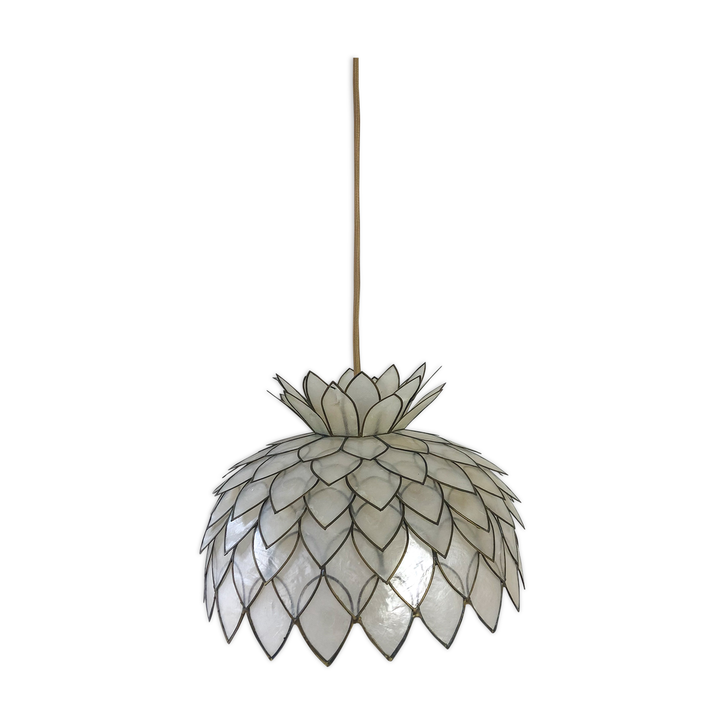 Lotus suspension in mother-of-pearl and brass