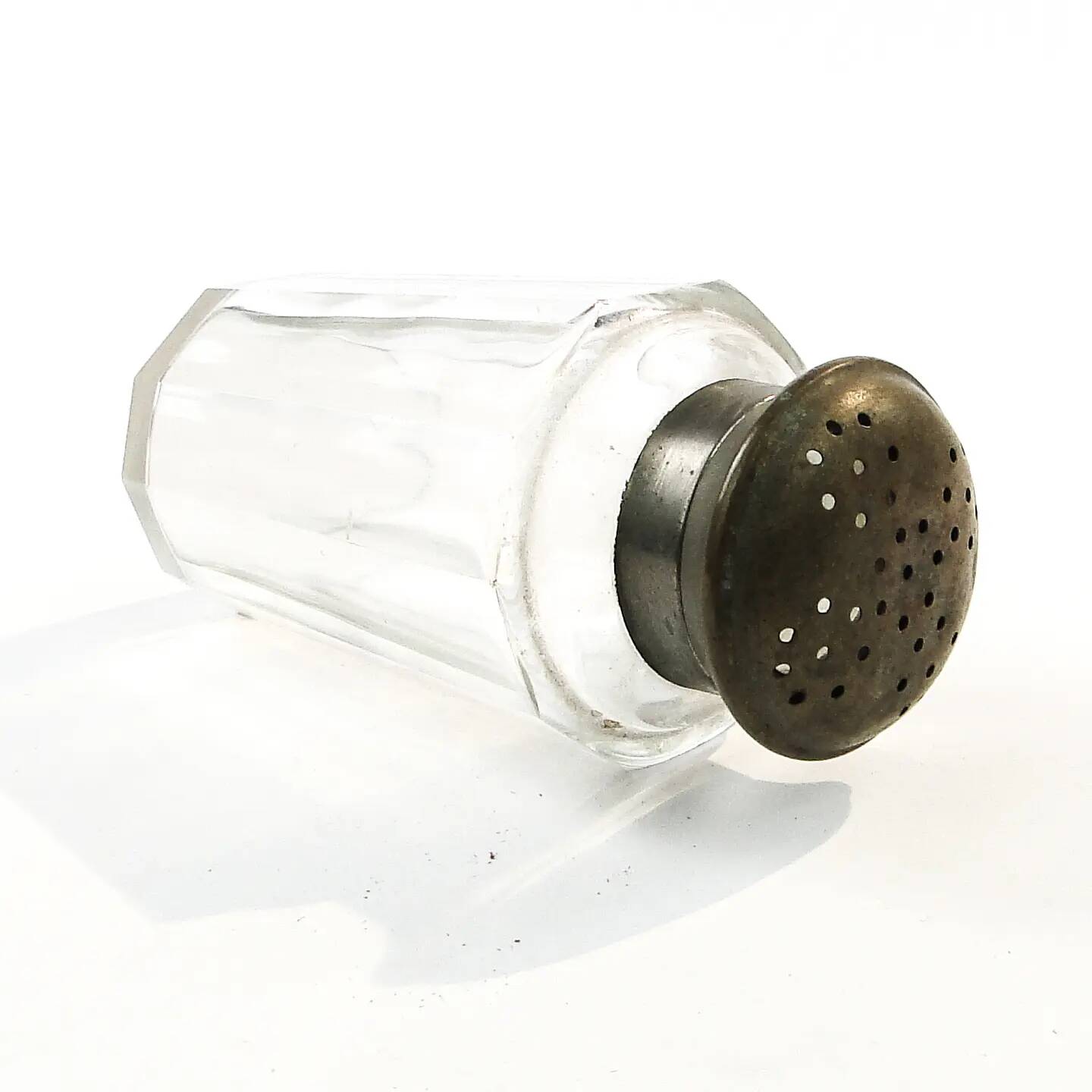 Art déco sugar bowl, crystal, silver-plated brass, Norway, 1930s