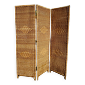 Paravent en rotin et bambou vannerie vintage