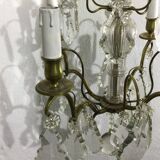 4 light bronze and crystal chandelier