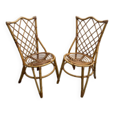 Chaises en bambou années 60 70