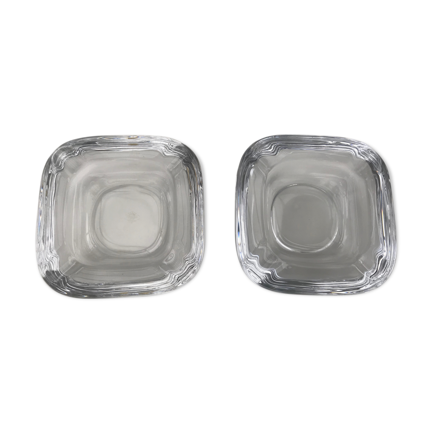 Two vannes art crystal ashtrays
