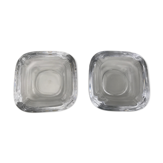 Two vannes art crystal ashtrays
